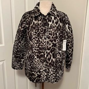 Chico’s Snow Leopard Print Quilted Petite Jacket Size 2P (US Size LP) NWT